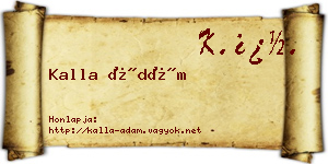 Kalla Ádám névjegykártya