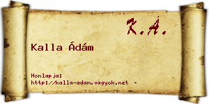 Kalla Ádám névjegykártya
